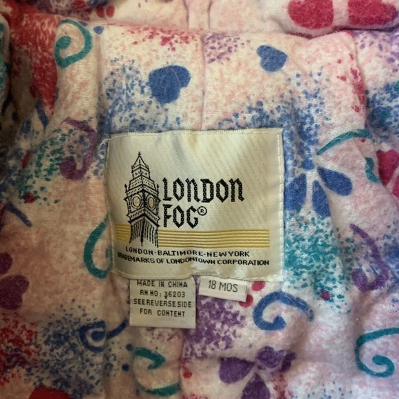 Toddler girls blue pink London Fog snowsuit and jacket 18 months hearts hooded - Picture 5 of 7